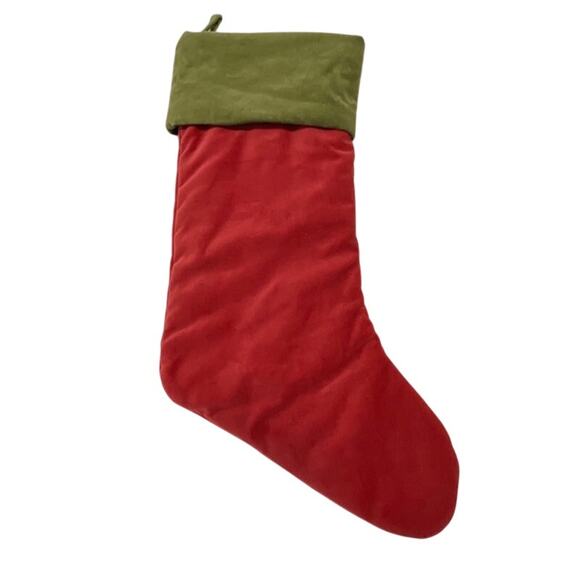 Potterybarn, VTG Classic Red Green Velvet Christmas Stocking - Picture 1 of 6